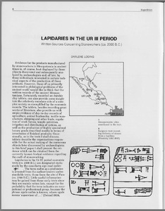 Lapidaries in the Ur III period. Written sources concerning stoneworkers, (ca. 2000 B.C.)